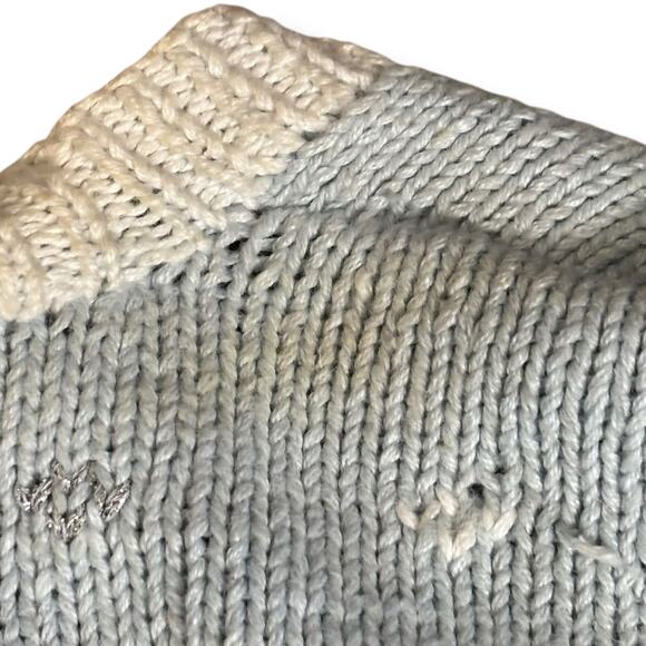 Vintage 90s Marisa Christina Christmas Pastel Blue Knit Cardigan Sweater Plus 2X - Picture 8 of 16